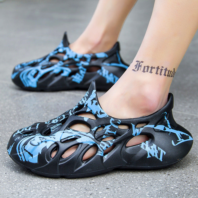 2023 verano nuevo agujero zapatos pareja zapatillas casuales al aire libre estilo coreano playa zapatos moda Zapatillas hombres